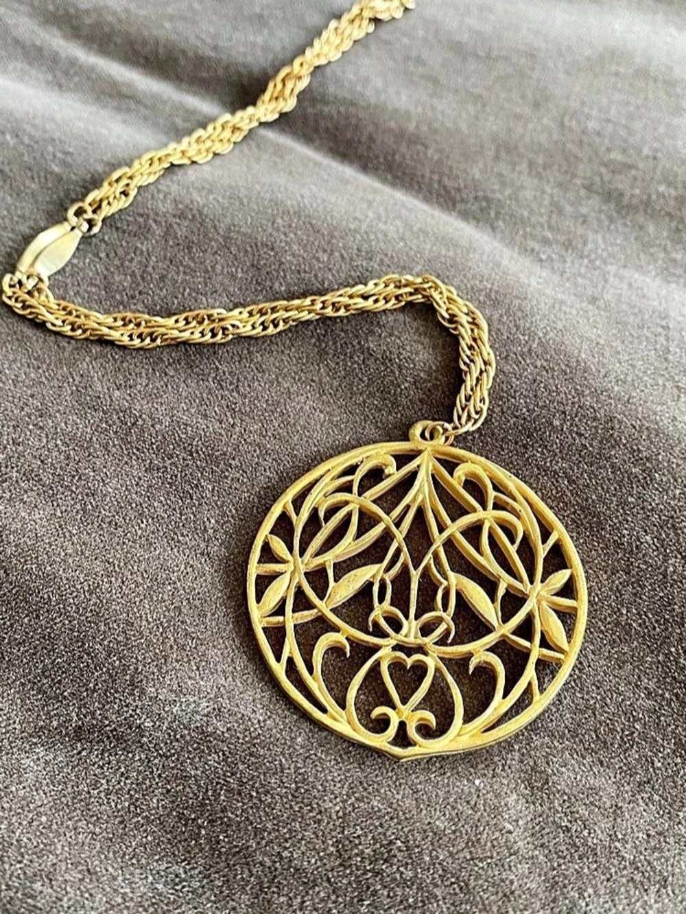 Gold-Tone Filigree Pendant Necklace